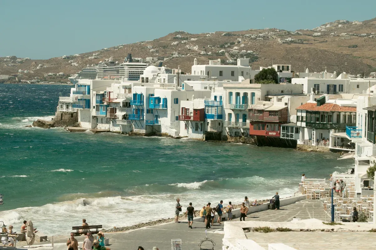Little Venice waterfront houses in Chora, a drop-off point on every Mykonos private photoshoot package